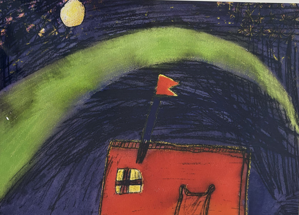 Aurora over the Red shed at Mawson PRINT